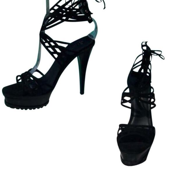 Donald Pliner Black Suede Leather 1.5" Platform Shoe 5" Heel Lug Sole $495 NWT - Picture 5 of 5